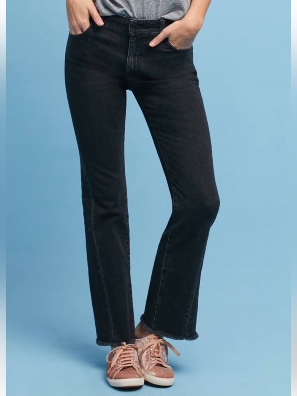 PILCRO Black High Rise Flare Cropped Jeans, EUC, Size 27